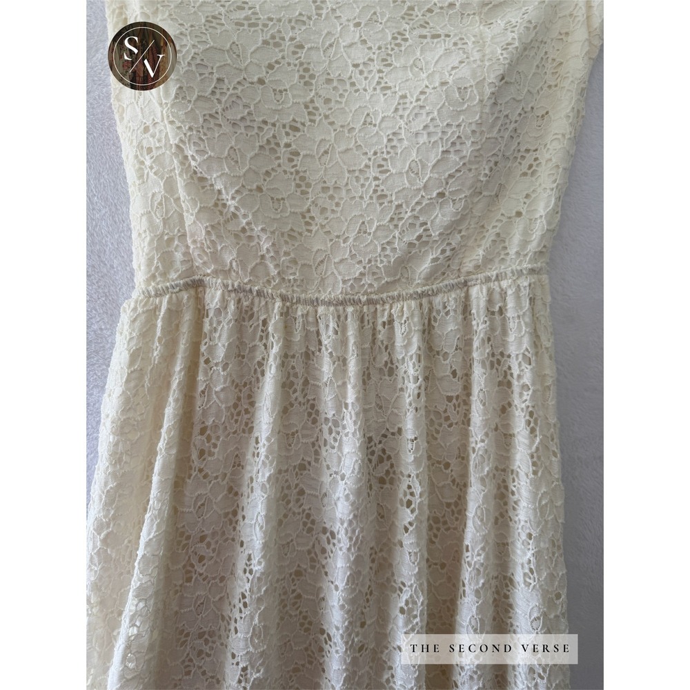 Necessary Clothing Maxi Dress Womens Boho Coquette Lace Strapless Cutout Cream - Picture 6 of 12